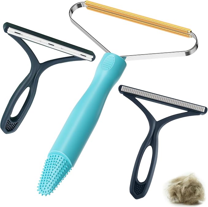 3-Pack Pet Hair Removal Tool, Dog & Cat Hair Remover, Carpet Rake | Fur Removal by ACUDSA