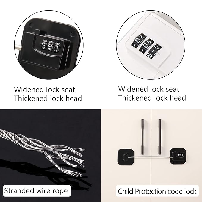 A Pack Refrigerator Lock Combination Coded Fridge Lock Freezer Child Safety Lock Door Lock with Strong Adhesive No Keys Needed Black
