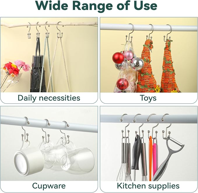 Shower Curtain Hooks, Durable Shower Curtain Rings Rust Proof, Double Glide - Image 7