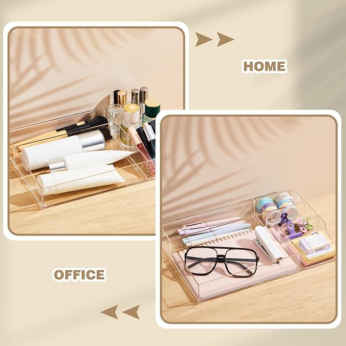 Briwooody Clear Acrylic Drawer Organizer, 5 Compartments, Large | 12.2 x 8.27 x - Image 6