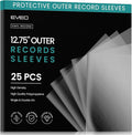 EVEO 25 Vinyl Record Sleeves Outer – Crystal Clear Outer Vinyl Sleeves LP Album Covers 12.75"x12.75" | Perfect Fit Protective 3 Mil Protection for Single & Double LPs - Archival Quality