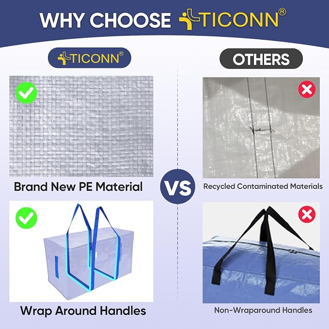 TICONN 16 Pack Extra Large Moving Bags Heavy Duty - Image 8