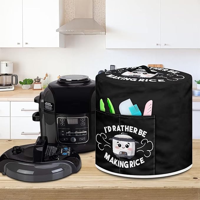 Round Pressure Cooker Cover 3 qt,Cute Cooker Pattern Kitchen Appliance Cover Dust Cover with Pockets for Electric Pressure Cooker Air Fryer Rice Cooker Steamer