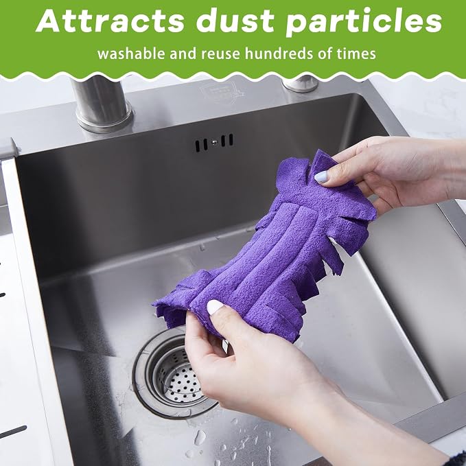 Zubebe 15 Pcs Reusable Duster Refills Fleece, Dark Color | Soft Polyester Fiber - Image 3