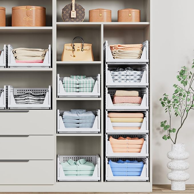 caktraie 5 Pack Stackable Closet Storage Basket - Image 6