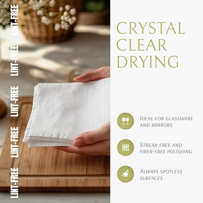 Wealuxe Flour Sack Dish Towels for Kitchen, 12 Pack, 28x28 - Image 3