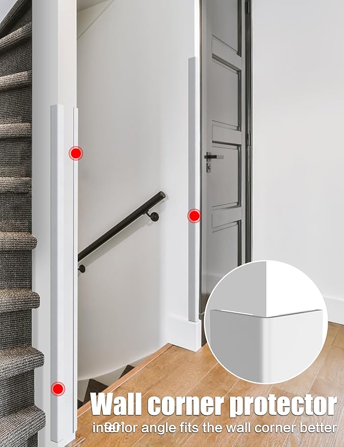 ‎Frychee Wall Corner Protector, Walls Edge Protector，Self-Adhesive Wall Corner Guards,PVC Double Side Edge Protector， Furniture Stairs Guard (6, 2.5x150cm/0.98x59.1in)