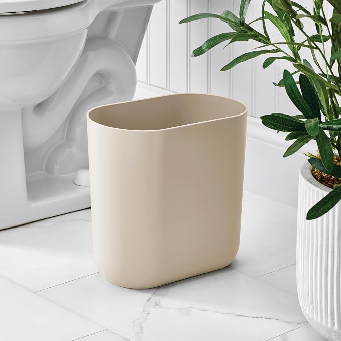 iDesign Small Slim Plastic Bathroom Trash Can - Image 3