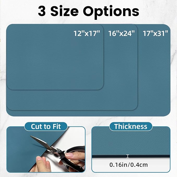 PoYang 31.5x17 Inch Coffee Mat, Extra Large Dish Drying Mat, Sea Blue | Quickly - Image 3