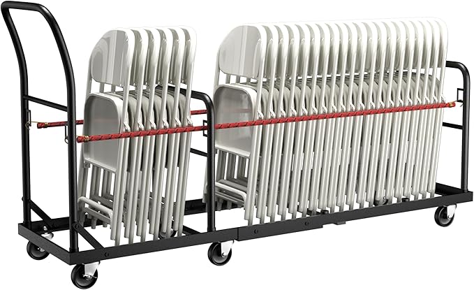 Folding Chair Cart with Wheels Heavy Duty 500 LBS Capacity, Rolling Chair Dolly for 50 Chairs w/Dual Handles & Anti-Fall Design, Commercial Cart for Events, Church, Conference, Weddings