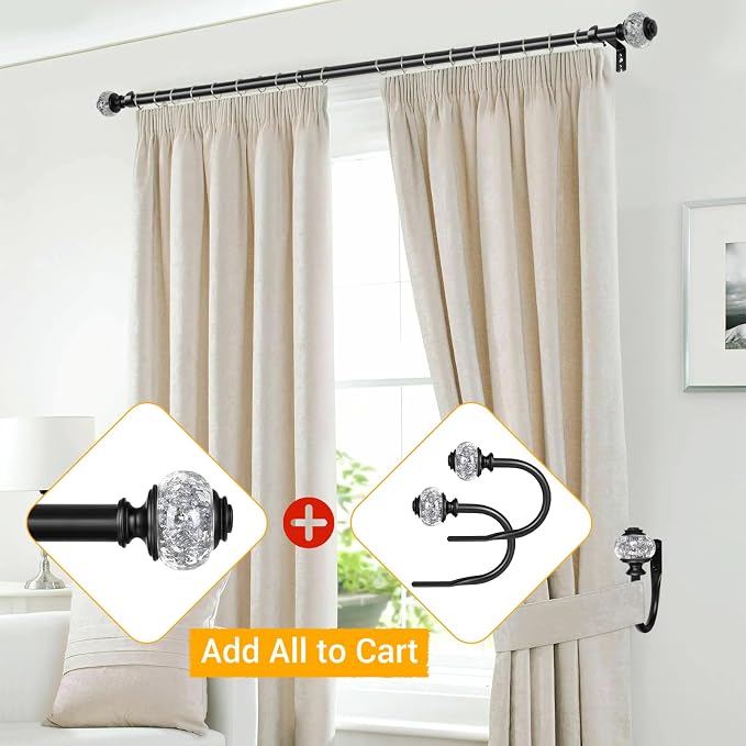 USFOOK Black Curtain Holdbacks, Decorative Drapery Tiebacks, 2 Pack/1 Pair | - Image 3
