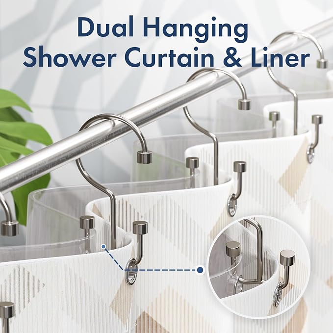 Bathway Shower Curtain Hooks Nickel Shower Curtain Rings - Image 3