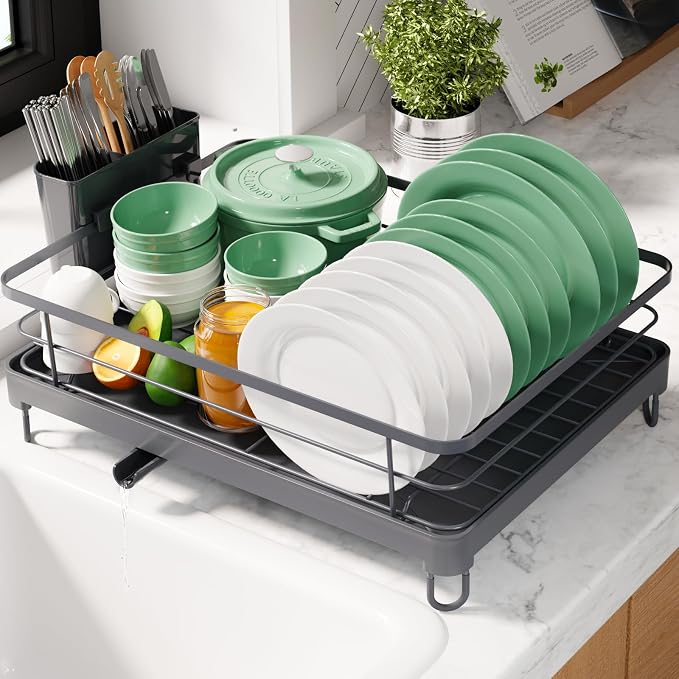 Kitsure Dish Drying Rack for Kitchen Counter, 12.7''W x 16.7''L, Cutlery Holder by Kitsure