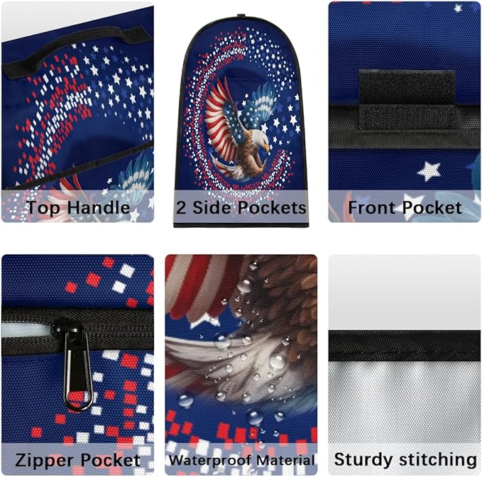 Kitchen Aid Mixer Cover Animal Eagle American Flag Stand Mixer Cover Compatible with 6-8 Quarts Stand Mixers, Dust Covers with Zipper Pocket Foldable Washable Kitchen Aid Organizer Bag