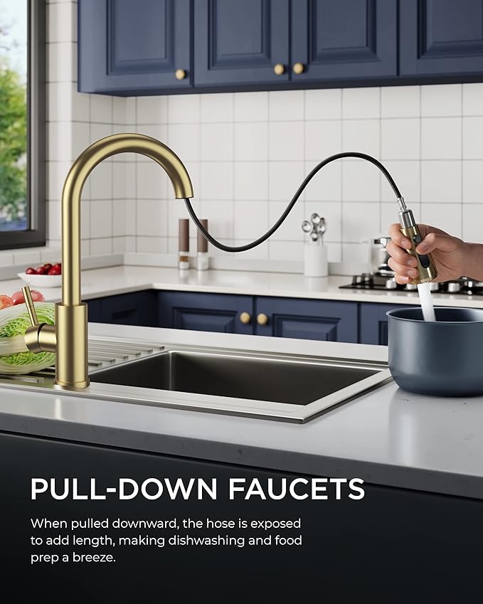 FORIOUS Gold Kitchen Faucet - Image 2