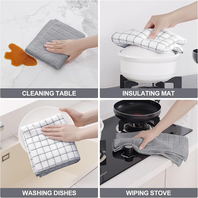 Homaxy Large Premium Cotton Kitchen Towels 16"x 28", 6 Pack, Light Grey - Image 4
