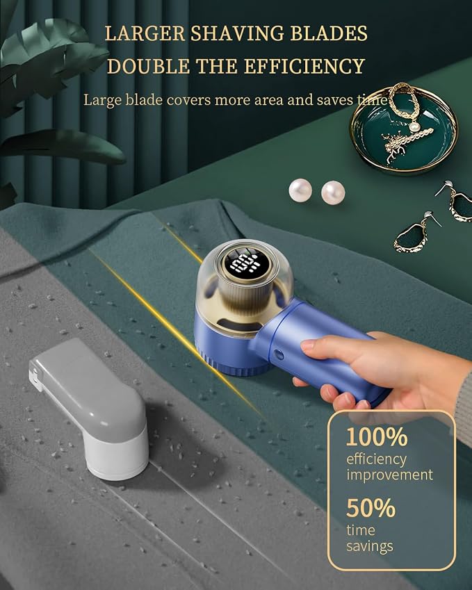 Fabric Shaver with Lint Brush, Large Lint Shaver with Digital Display | - Image 3