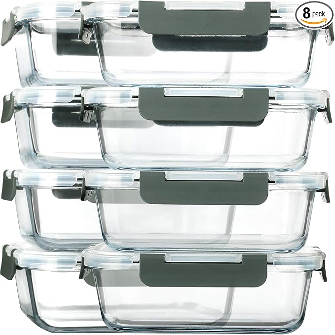 M MCIRCO 8 Pack, 30 oz Glass Food Storage Containers by MMCIRCO