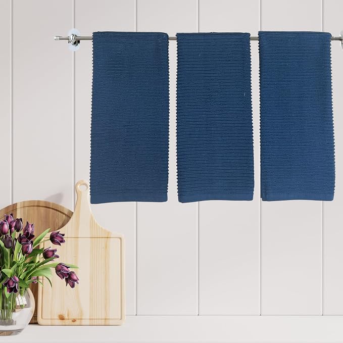 Royal Navy Blue Kitchen Hand Dish Towels, 100% Cotton - Image 5