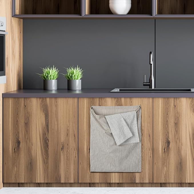 Reusable Dirty Rag Storage Linen Bag, Vertical Stripes - Image 9