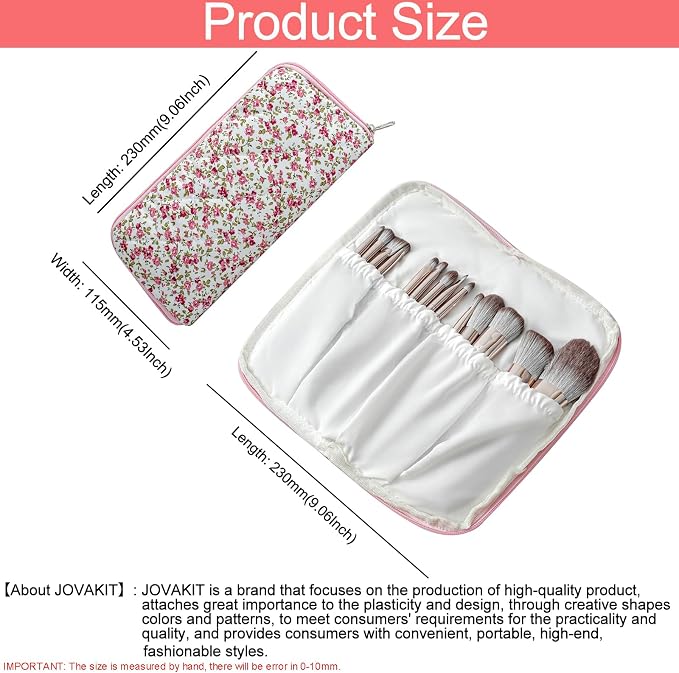 JOVAKIT Quilted Makeup Brush Holder Travel Cosmetic Bag - Image 4