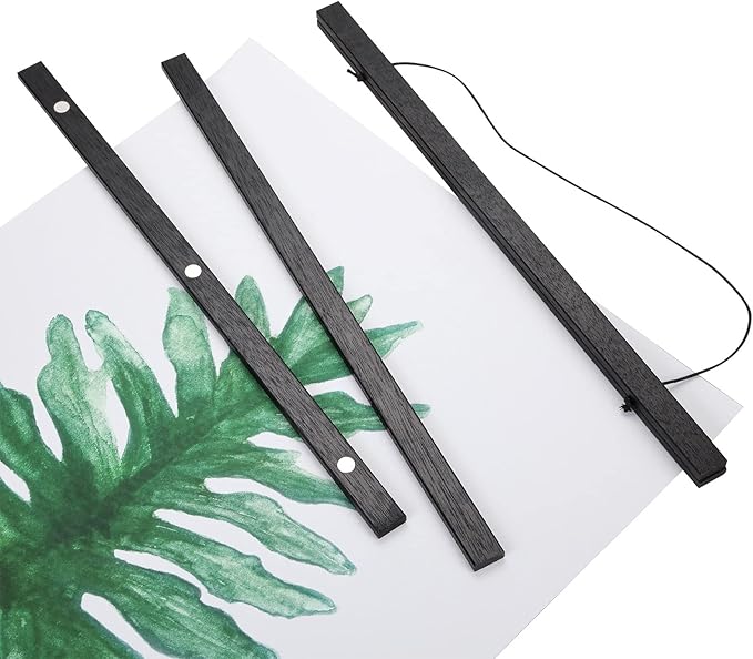 WITCOLOR Magnetic Poster Hanger Frame, 24x36 24x30 24x16 24x18 Black Wood Wooden Magnet Canvas Artwork Print Dowel Poster Hangers Frames Hanging Kit (Black, 24")