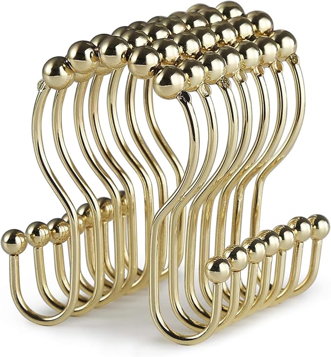 Shower Curtain Hooks, Stainless Steel Gold Shower Curtain Hooks, Rust Proof by Goowin