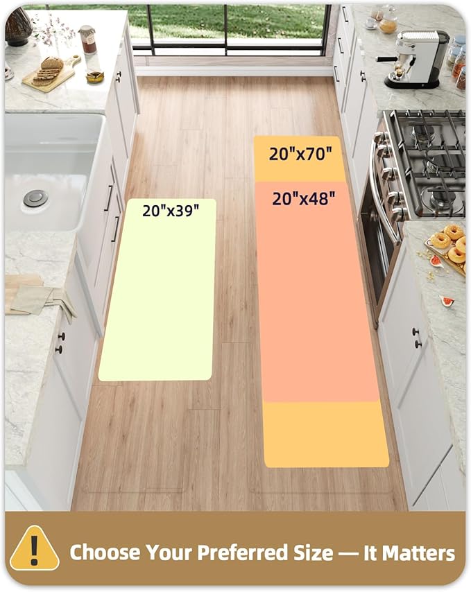 Color&Geometry 0.71" Extra Thick Anti Fatigue Cushion Kitchen Floor Mat,Easy Clean, Water & Oil Proof, Non Slip, Foam Padded Runner Rug for Front Sink,20"x39" Black (2.0Version)