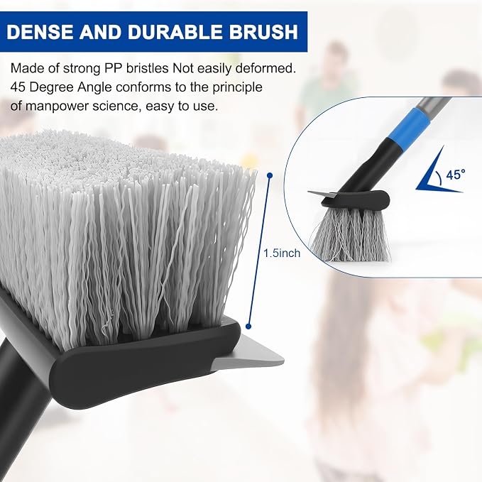 KeFanta Deck Brush with 56" Long Handle, 2 in 1 Floor Scrub Brush | Stiff - Image 2
