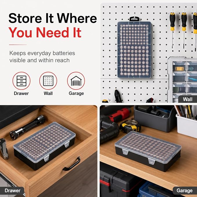 Xuerdon 134-Slot Battery Organizer Storage Case - Image 4