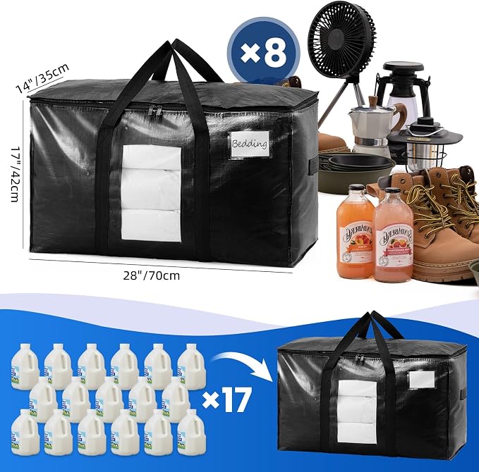 TAILI 8 Pack Black Extra Large Moving Bags, Storage Bag - Image 6