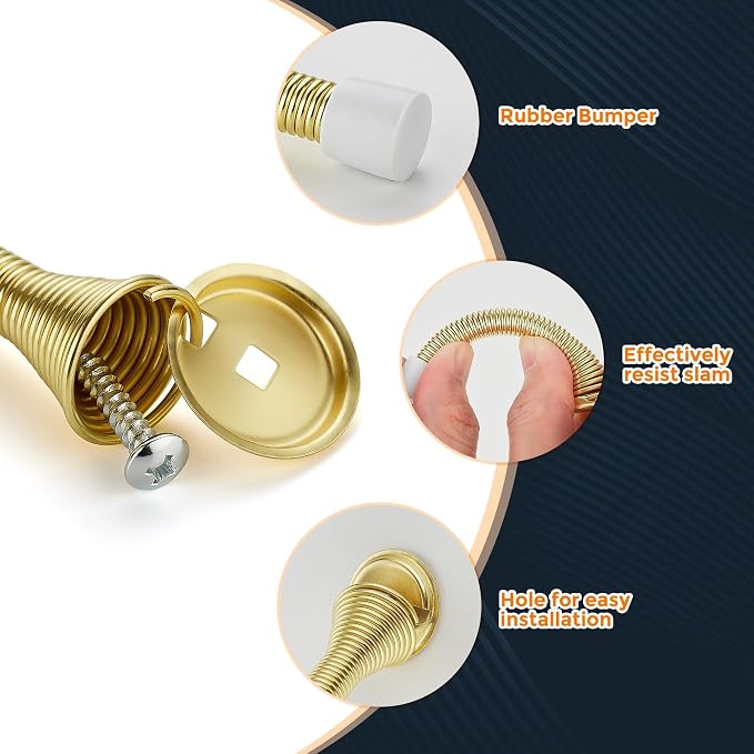Ravinte Door Stoppers, 24 Pack Gold Spring Door Stops - Image 4