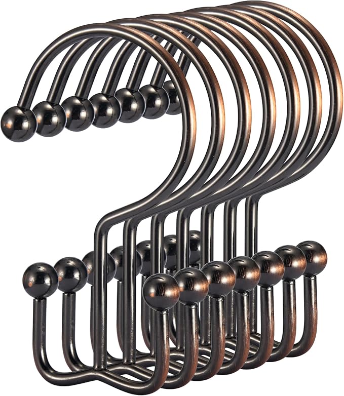 Shower Curtain Hooks, Durable Shower Curtain Rings Rust Proof, Double Glide by Goowin