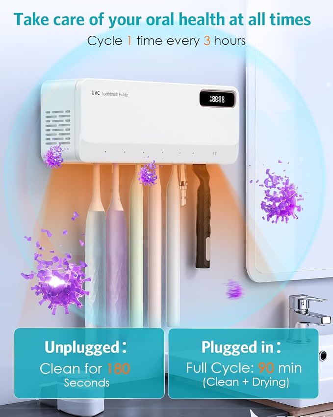 UV Toothbrush Cleaner Holder, Temracha Toothbrush Holders - Image 3