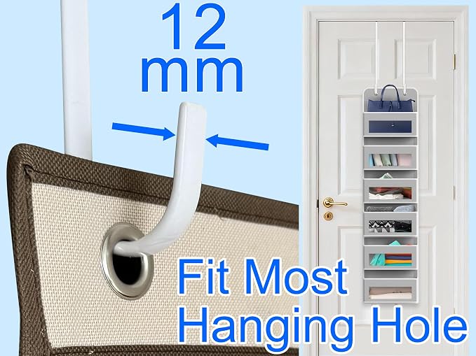 Single Extra Long Over Door Steel Hooks 4 Pack Fit 1-3/8" Door 14.2" White | - Image 3