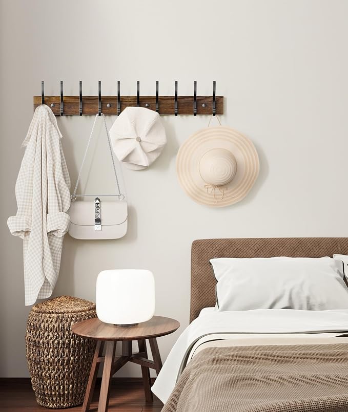 Optish 2 Pack Wooden Coat Rack Wall Mount, 16.1" Rustic Coat Hanger Hooks - Image 8