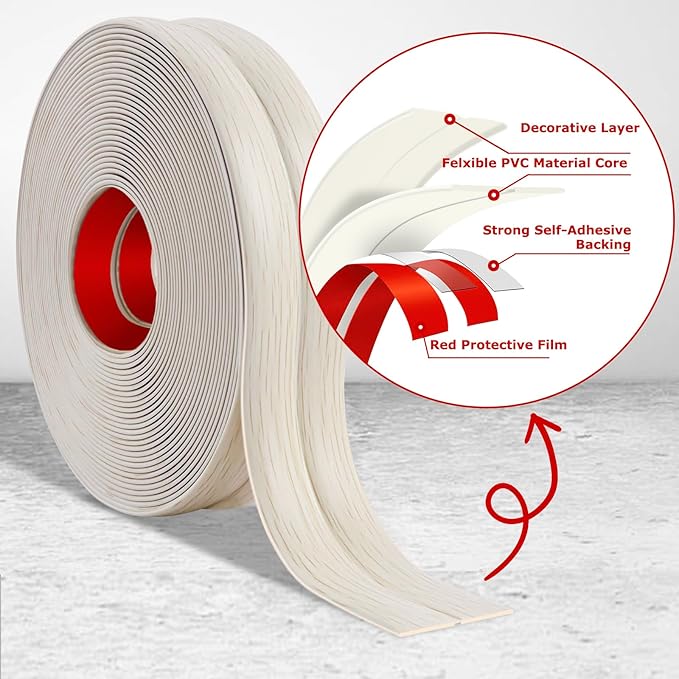 Flexible Wall Corner Protector Moulding Trim Peel and Stick Wall Corner Guards Edge Protector Self Adhesive Molding Trim Strip for Edge Ceiling (Beige Wood Grain, 2.4 in x 40 Ft)