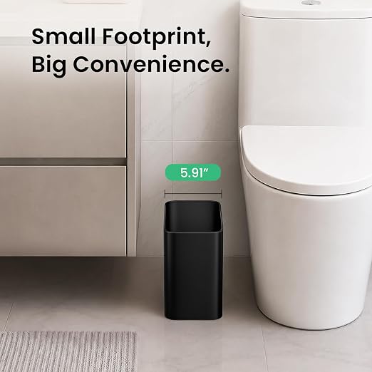 Cesun Small Bathroom Trash Can, 2.8 Gallons, Under Sink Wastebasket, Stainless - Image 2