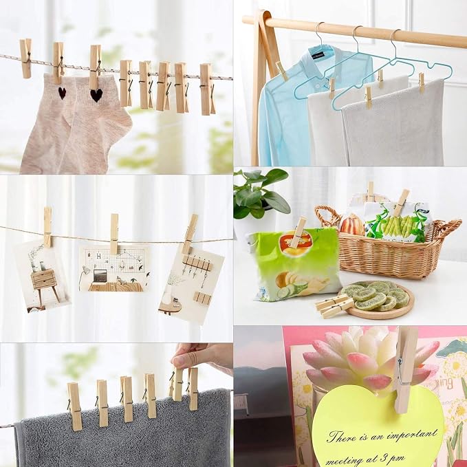 500pcs Large Wooden Clothespins - Image 2