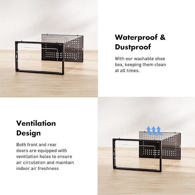 Foluck 15 Pack Shoe Storage Organizer Box Container Clear Plastic Stackable - Image 5
