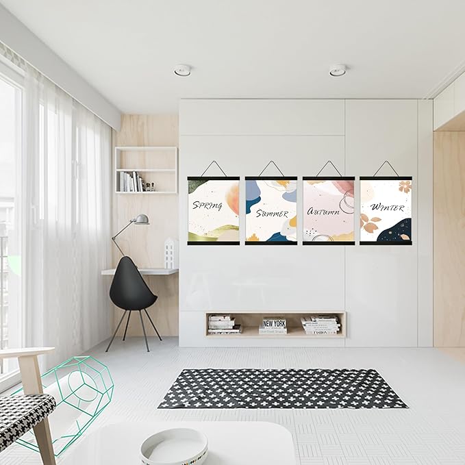 4 Pack Magnetic Poster Hanger Frame 20 inch Black- 20x24 20x30 20x28 Poster Frame for Wall Art Pictures Photos Prints Maps Diamond Art Painting