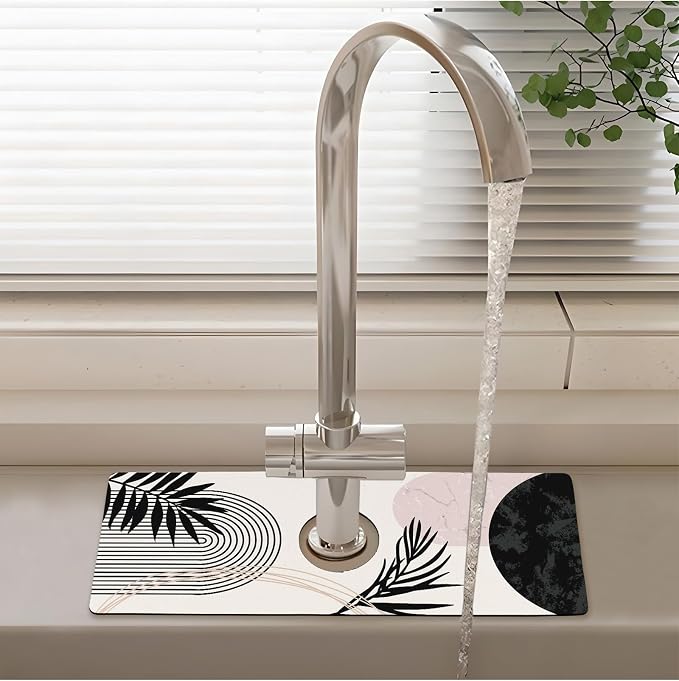 Patterned Sink Faucet Mat Kitchen Splash Guard Super Absorbent Drying Mat - Image 2