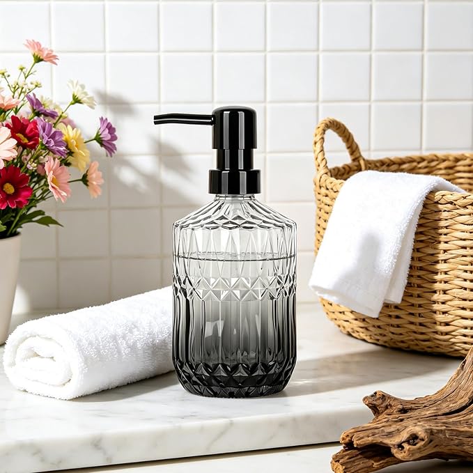 Glass Soap Dispenser with Plastic Pump, 13.5Oz Soap Dispenser - Image 7