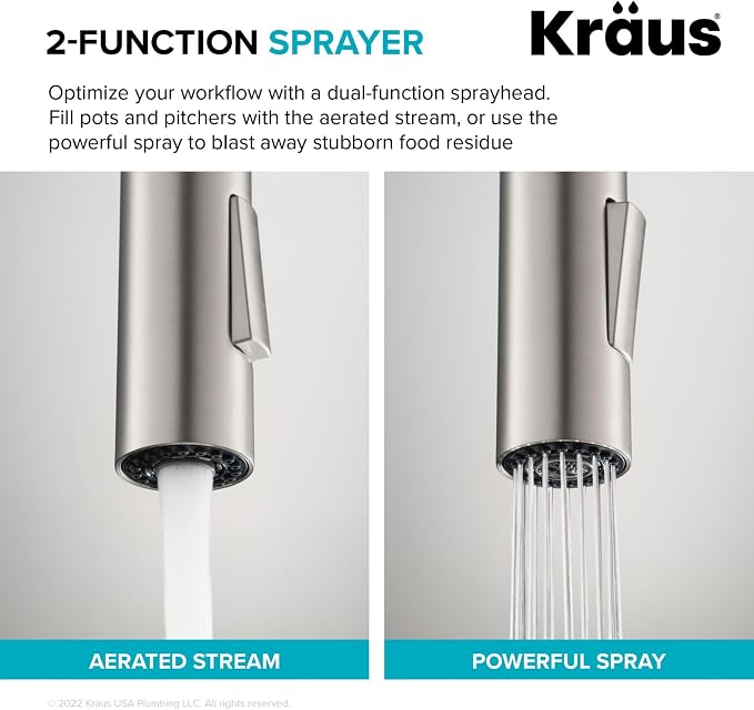 KRAUS Black Stainless Steel Pull Down Kitchen Faucet KPF-2820MBSFSB | Two-tone - Image 9