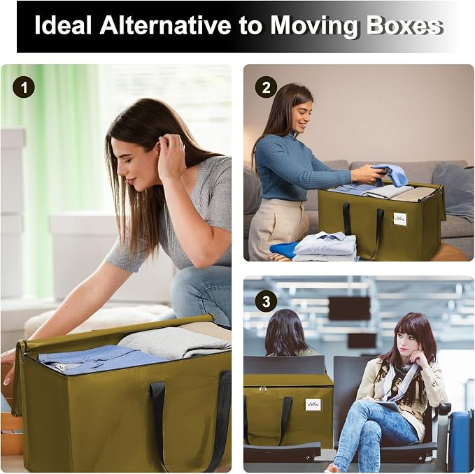 Moving Bags Heavy Duty for Packing and Storage, Large Capacity Zippered Tote - Image 6