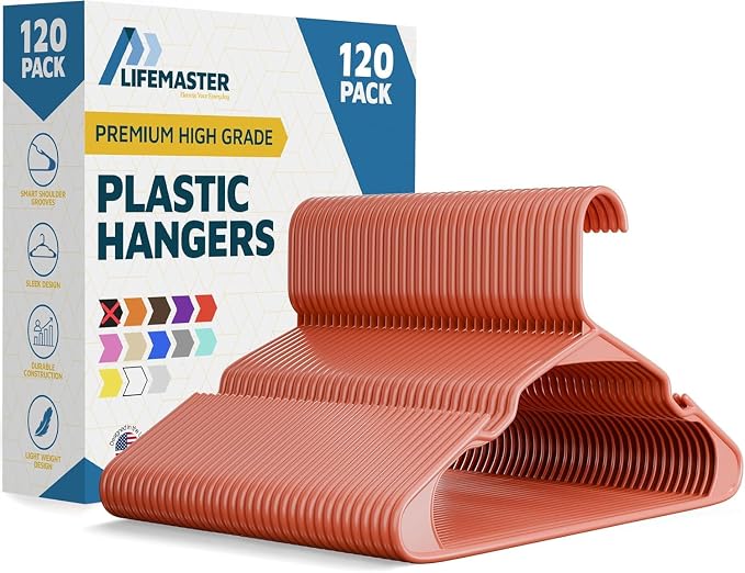 Lifemaster Plastic Clothes Hangers – Heavy Duty Hanger Set, by LIFEMASTER