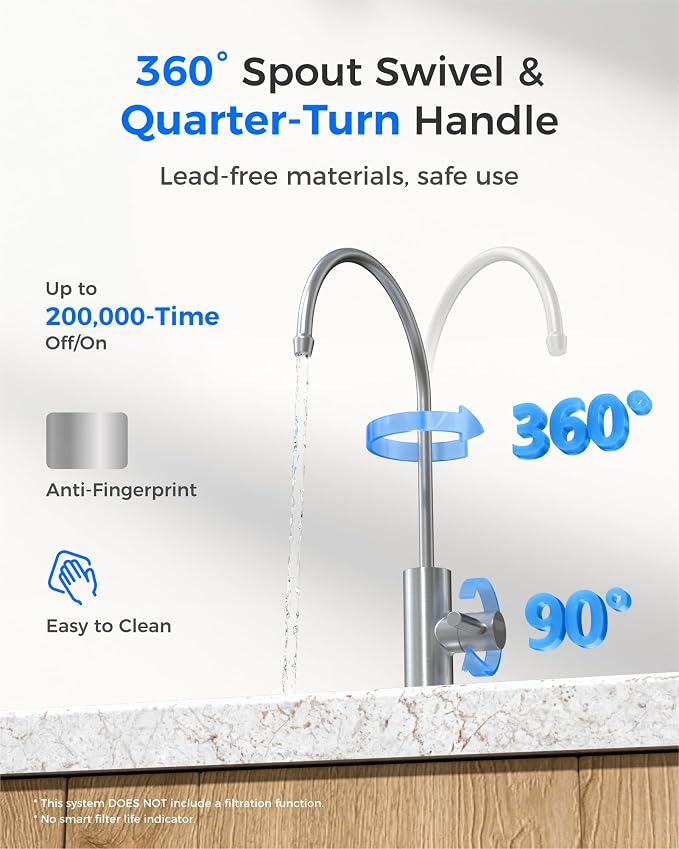 Waterdrop G2FCT-BN Drinking Water Faucet, NSF/ANSI 372 Certified, Brushed | RO - Image 7