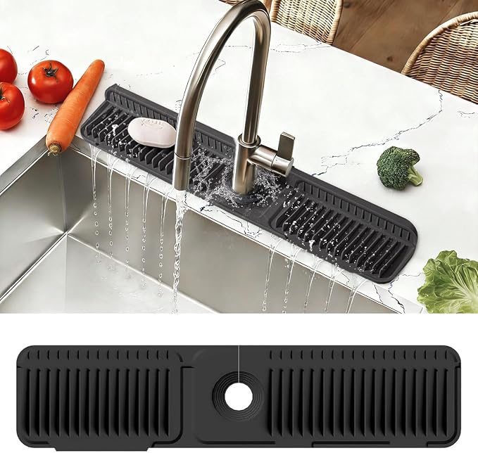 24 Inch Faucet Mat for Kitchen Sink Silicone Folding Faucet Mat for Bathroom by KicthMap