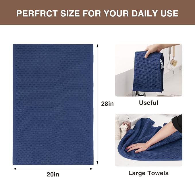 Homaxy 100% Cotton Oversized Waffle Weave Kitchen Towels 4-Pack, Ultra Soft - Image 3