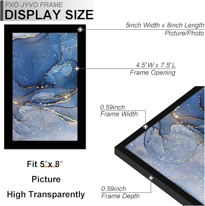 5x8 Picture Frame Set of 6, Black Frame for 5 x 8 Inch Picture Poster Photo, Light Weight and High Transparent 5 by 8 Frame for Wall - 6 Pack/Black/5"x8"